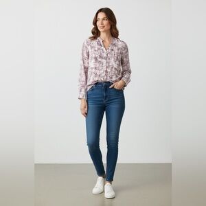 J. Jill Cotton Silk Blend Blouse Purple Size XS